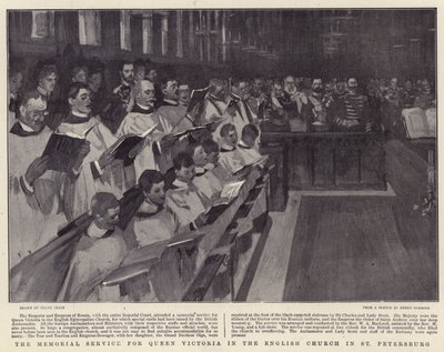 De Herdenkingsdienst voor Koningin Victoria in de Engelse Kerk in Sint-Petersburg door Frank Craig